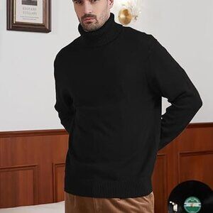 Men's Turtleneck Sweaters Wool Blend Mid-Weight Highneck Pullover Sweater Sz 4XL